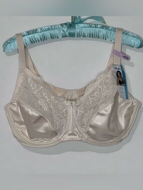 NWT Playtex 4422 Love My Curves Lift Bra 42D Beige Lace Full Coverage Underwire